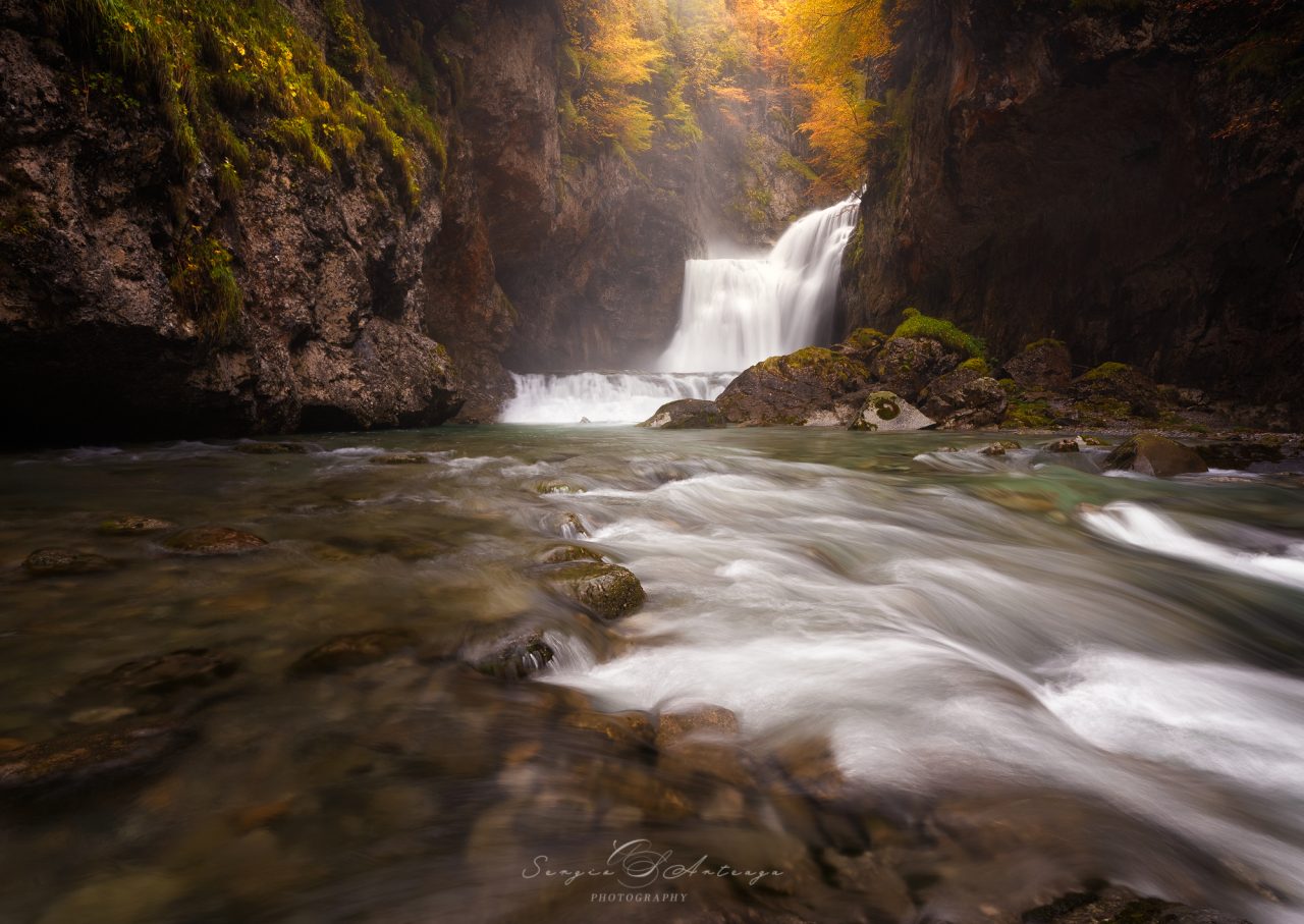 fotografía de paisaje Ordesa cascada otoño fotografía de naturaleza